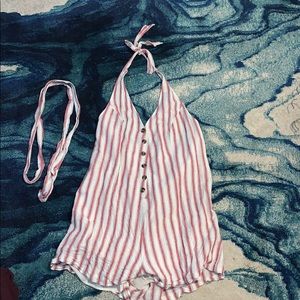 NECK TIE STRIPED ROMPER